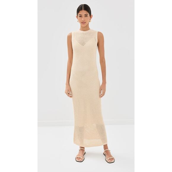 Reformation Camille Open Knit Maxi Dress - XS - Horchata